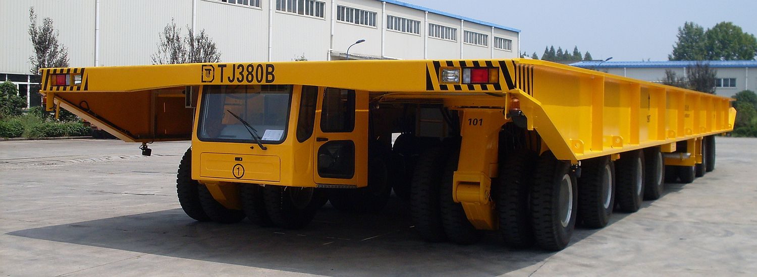 Shipyard transporter carrying a ship hull block